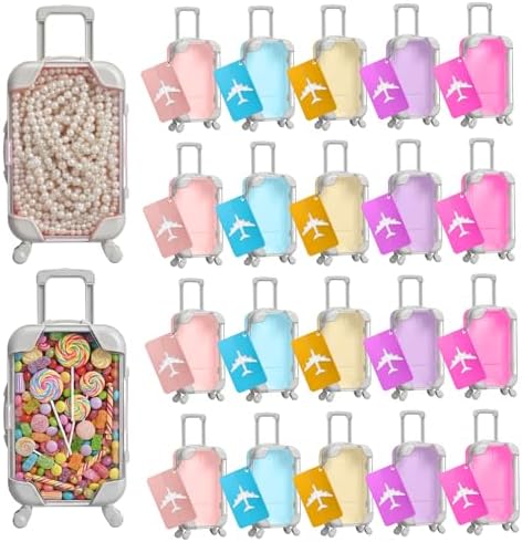 Teecyhooo 20 Pcs Mini Suitcase and 20 Pcs Metal Luggage Tags with Card by Unknown
