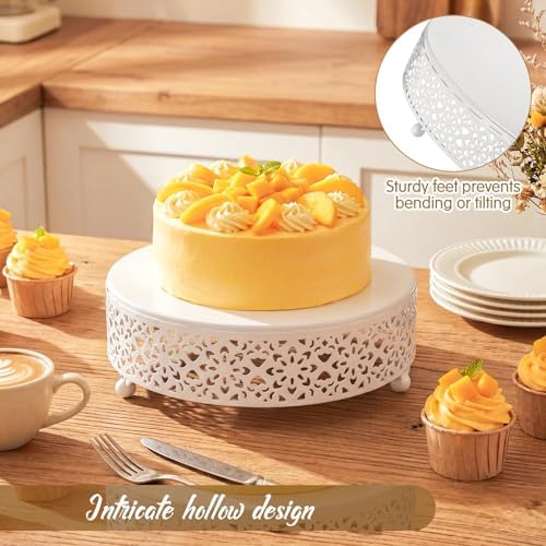 Wenqik 5 Pcs Metal White Cake Stand,16/14/12/10/8 in Round Cake Holder - Image 3