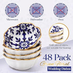 Teenyyou 48 Sets Wedding Favor for Guests Small Ceramic Bowls, Blue Floral - Image 3