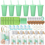 56Pcs Baby Shower Prizes for Game Winners Baby Shower Favors Gifts including Plastic Tumbler Notebook Scented Candles Ballpoint Pen Mirrors with Hair Brushes Bracelet Gift Bag (Green) by Rigibright