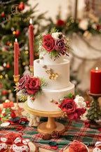 TINGE TIME 3Pcs Pre-made Cake Toppers，Wedding Artificial Flowers Decor, Cake Decorations for Weddings, Birthdays, Party,Baby Shower,Celebration(Burgundy) - Image 2