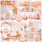 Coquette Fall Baby Shower Decorations for Girl, Little Pumpkin Baby Shower Decorations,A Little Pumpkin is on The Way with Backdrop Balloon Garland Plates Cups Napkins Tablecloth Sash - Image 4