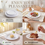 KIRE 120PCS White Plastic Plates - Heavy Duty White Disposable Plates for Party/Wedding - Include 60Pieces 10.25inch Dinner Plates - 60Pieces 7.5inch Dessert/Salad Plates - Image 5