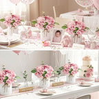 Auihiay 10PCS Flower Centerpieces for Tables, Pink Hydrangeas and Roses - Image 2