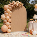 Double-Sided Arch Frame Fabric Cover Beige White Ripples Arched Panel Stand Cover for Wedding Birthday Baby Shower Parties Decoration (Brown-HP465,3X6.5ft) by AOSTO