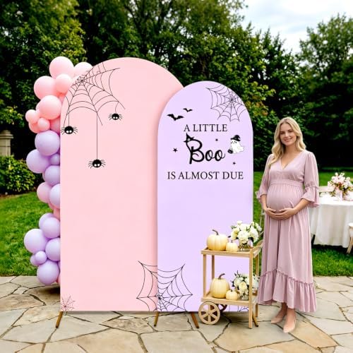 Serencatcher Halloween Baby Shower Arch Covers 7.2FT 6FT Pink Purple - Image 2