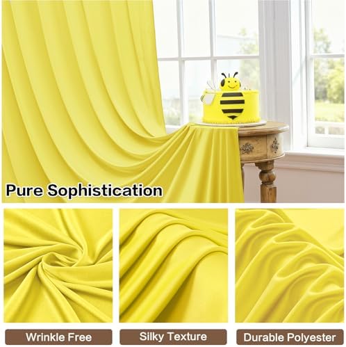 10ft×15ft Yellow Backdrop Curtain for Wedding Parties - Image 3