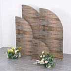Efavormart Set of 4 Brown Rustic Wood Print Spandex Chiara Backdrop Covers, Fitted Half Moon Arch Slipcovers 2.5ft-7ft for Farmhouse and Woodland Decor - Image 5