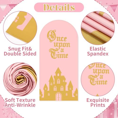 Breling Once Upon a Time Birthday Decor 6.6 ft Princess Arch Cover Backdrop - Image 4