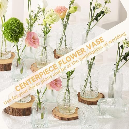 24PCS Mini Bud Vases As Wedding Centerpieces for Tables,Clear Bud Vases for Flowers,Small Flower Vases Suitable for Birthday Party,Anniversary,Wedding Reception,Baby Shower (Clear, 24PCS) - Image 6