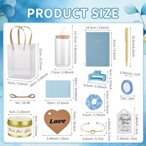46Pcs Baby Shower Prizes for Game Winners Gifts Wedding Bridal Shower Gifts Including Glass Cans Notebooks Soy Candles Hair Clips for Baby Shower Wedding Bridal Shower Game Prizes (Blue, 4 Sets) - Image 4