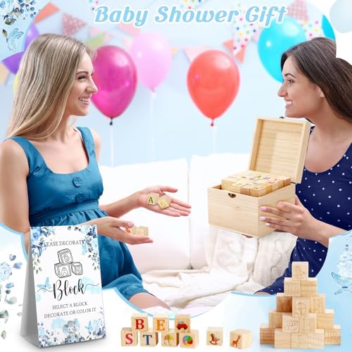 Marsui 136 Pcs Baby Shower Blocks to Decorate Game Kit, Blue Butterfly - Image 6