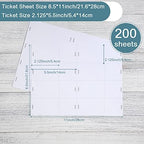 Sherr 200 Sheets Printable Raffle Tickets with Numbers Tear Away Stubs 8.5 x 11 Inch 0.2 lb/sheet Perforated Cardstock for Events, 1600 Tickets, White, 2.125 x 5.5 Inch - Image 3