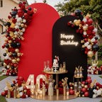 Black Red Photo Arch Backdrop Cover Set of 2 Spandex 7.2 and 6ft Arch Covers Stretchy Backdrop Birthday Party Arch Stand Covers for Baby Shower Wedding Retirement Banquet Background Decorations - Image 2