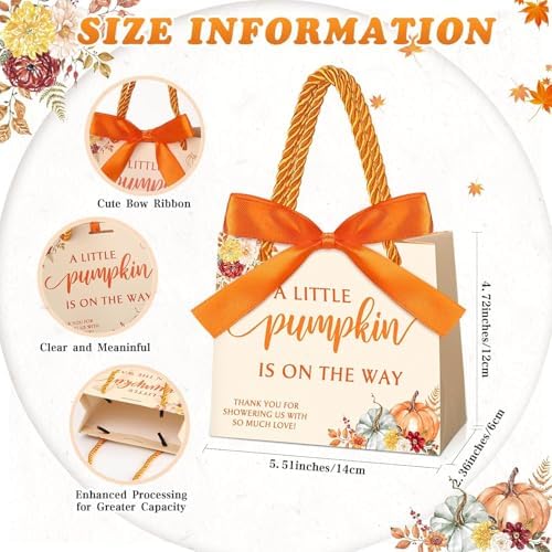 Kolldenn 50 Set Thanksgiving Pumpkin Baby Shower Party Bags with Handles - Image 2