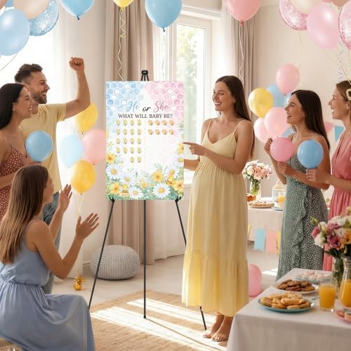 Yousoontic Bee Gender Reveal Voting Board with Easel Display Stand Voting What Will Baby Bee Gender Reveal Decorations Decorations for Boy or Girl Party Supplies - Image 6