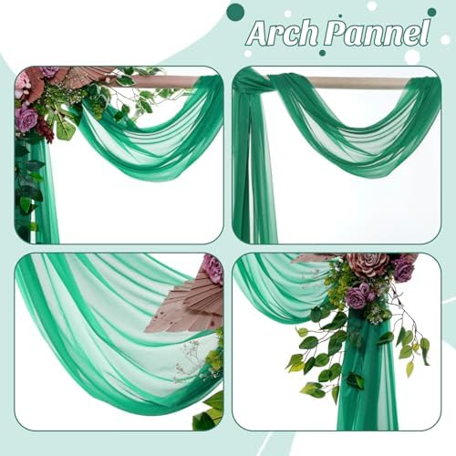 Pack of 2 Wedding Arch Drape Panel Fabric 30" x 50ft - Emerald Green - Image 5