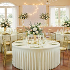 GALLETY 2 Pack Ivory Round Tablecloth for 6FT Tables, 132 inch Fitted Spandex Table Cloth with Skirt, Wrinkle Free Stretchy Circular Table Cover for Wedding, Party, Banquet, Event & Vendor Display - Image 6