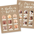 Hadley Designs - 25 Rustic Love or Labor, Boobs Or Baby Butts Game, Word Scramble For Baby Shower - 4 Double Sided Cards Baby Shower Ideas, Baby Shower Party Supplies - Image 3