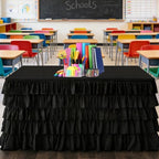 Pufogu Black Tulle Table Skirt 9ft Tutu Ruffled Chiffon Tablecloth For Rectangle Wedding Baby Shower Girls Birthday Party and Cake Dessert Table Decorations(Black, L9(ft), H30in) - Image 6