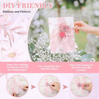 Fullhawl 50 Sets Wedding Invitations Wraps Set Pre Folded Vellum Jackets for 5 x 7 Invitations Dried Flowers Wax Seal Stickers Chiffon Silk Ribbon for Wedding Birthday Bridal Shower (Light Pink) - Image 5