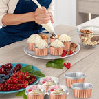 200 Pack Aluminum Cupcake Liners with Lids,Rose Gold,Plain - Image 5