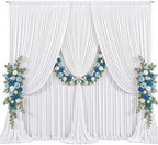 30x10ft White Backdrop Curtains for Parties Wedding Photo Wrinkle Free White Drapes Backdrop Polyester Photoshoot Back Drop for Baby Shower Birthday Party Photography Background 6 Panels 5x10FT by Suppromo