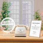Audio Guest Book Phone with Neon Table Sign for Wedding Party Birthdays Rentals Confessions Special Occasions (Beige) by Unknown
