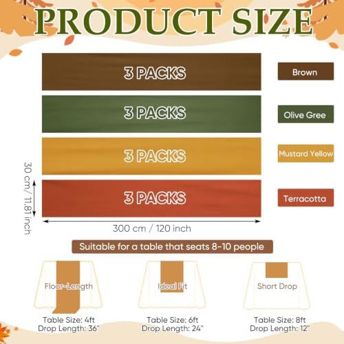 12 Pcs Thanksgiving Fall Party Decorations Boho Table Runner - Image 2