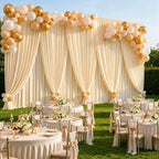 20x12ft Champagne Backdrop Curtain Panels for Parties - Wrinkle Free Polyester Photo Curtain Backdrop Wedding Back Drop Fabric Drapes for Party Decorations Background for Photography - Image 2