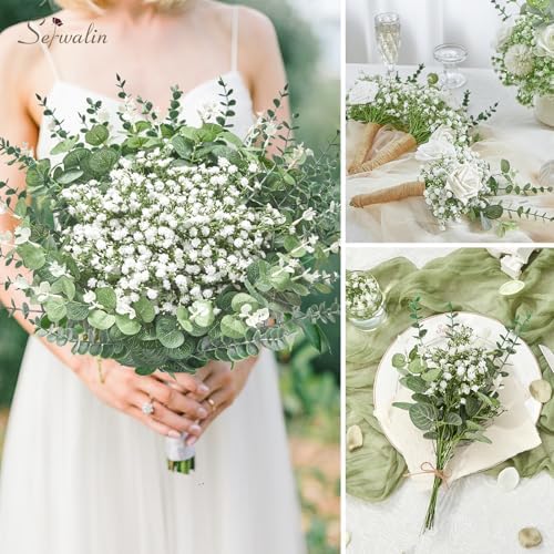 Serwalin 200PCS Mixed Eucalyptus Stems with Baby's Breath Greenery - Image 5