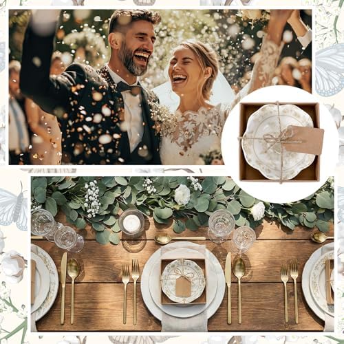 24 Pcs Wedding Favors for Guests Small Ceramic Bowls, Flower, Beige - Image 5
