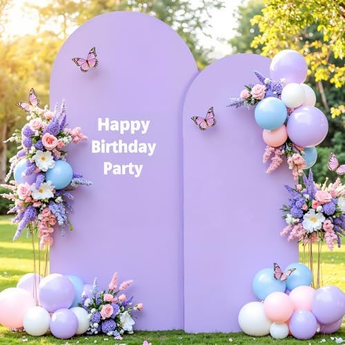 Cream Purple Arch Backdrop Cover Set of 2 Party Wedding Arch Covers Stretchy Backdrop 7.2FT 6FT Decorations Baby Shower Bridal Shower Photo Birthday Lilac Lavender Arch Stand Cover Spandex - Image 4