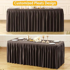 Wish Care Brown Polyester Table Clothes for 6 Foot Rectangle Tables, Wrinkle Free Fitted Table Cover with Pleated Ruffle Table Skirt for Birthday Party Wedding Trade Show Event Display - Image 6