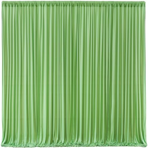 Sage Green Backdrop Curtain 8 Panels-Wrinkle-Free Green Curtains Polyester Photography Drapes for Baby Shower Birthday Party Photo Background Backdrop Stand- 32 X10FT (Sage Green) by WishCare