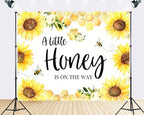 Trykid 9x6ft Sunflower Baby Shower Backdrop A Little Honey is on The Way Photography Background Yellow Floral Honeycomb Gender Reveal Party Decoration Photoshoot Studio Props Fabric - Image 2