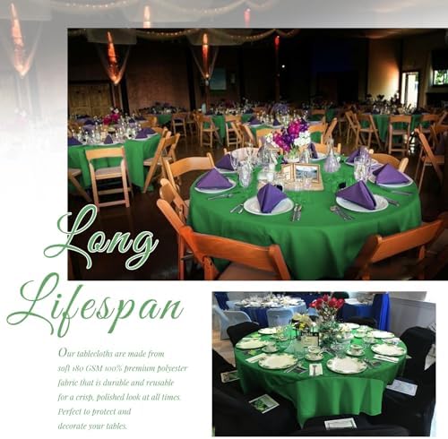 Showgeous 90 Inch Green Round Tablecloths, Polyester Table Covers - Image 3