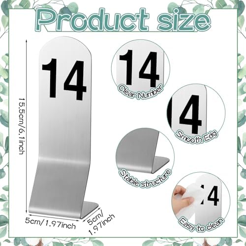 Honeydak 1-15 Table Numbers Sliver Z Stand, Double Sided Steel Stands - Image 3