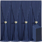 10 Panels Navy Blue Backdrop Curtain for Parties Wedding Wrinkle Free 50ft x 10ft Backdrop Drapes Panels for Baby Shower Gender Reveal Birthday Photo Photography Polyester Fabric Background Decoration by Suppromo
