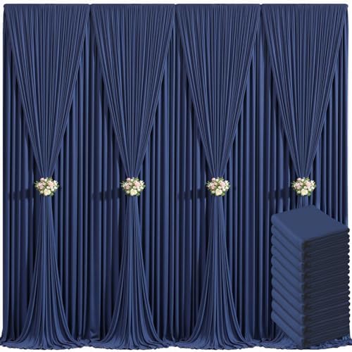 10 Panels Navy Blue Backdrop Curtain for Parties Wedding Wrinkle Free 50ft x 10ft Backdrop Drapes Panels for Baby Shower Gender Reveal Birthday Photo Photography Polyester Fabric Background Decoration by Suppromo