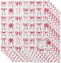 Pink Ribbon Bow Cloth Napkins Set of 6, Fantasy Sweet Bows Abstract Modern Art Washable Reusable Dinner Cocktail Napkin for Kitchen Party Wedding Banquet Holiday Baby Shower Table Decor by PIEPLE