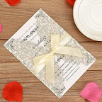 FOMTOR Laser Cut Wedding Invitation Set with Envelopes & Inserts & Seals – Perfect for Weddings, Bridal Showers, Engagements & Anniversary Celebrations - Silver, 25pcs - Image 6