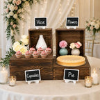 4 Pack Wooden Buffet Risers Cupcake Stand Buffet Display with Mini Signs - Image 5