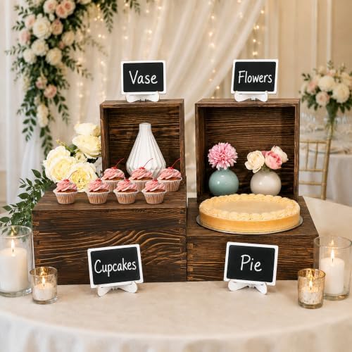 4 Pack Wooden Buffet Risers Cupcake Stand Buffet Display with Mini Signs - Image 5