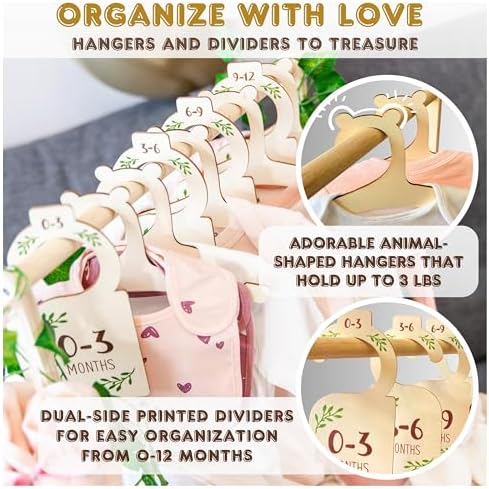 Wooden Baby Shower Crate Closet with Clothes Hangers & Dividers, Large Gift Basket for Boys & Girls, Wood Box Storage & Display with Handles & Ivy Garland, Welcome Gifts for New Parents. - Image 3