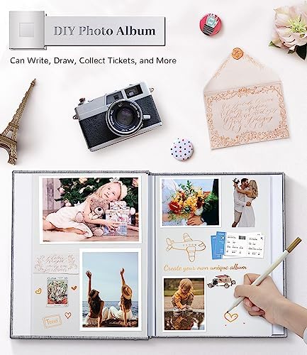 Artfeel Photo Album Self Adhesive Scrapbook Album for 3x5 4x6 5x7 8x10 Pictures, 60 Pages Linen Cover with Display Window DIY Photo Book,Ideal Gifts for Family Travel Wedding Baby - Image 3