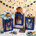 Zhanmai 36 Pcs Kraft Paper Gift Bags with Clear Window Handles, Blue - Image 3