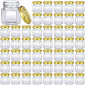 Nuogo 100 Pack 1.5oz Mini Hexagon Glass Jars Bulk Honey Jars, Gold by Nuogo