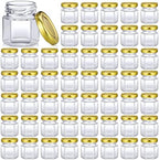 Nuogo 100 Pack 1.5oz Mini Hexagon Glass Jars Bulk Honey Jars, Gold by Nuogo