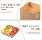 100 Pcs Small Charcuterie Boxes with Clear Lids - To Go Paper Rectangle Charcuterie Box, Disposable Food Containers, 5Inch Dessert Boxes for Cookie, Cake Slice Strawberries (Brown) - Image 6